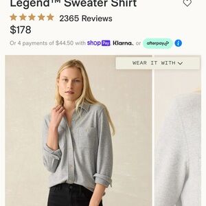 Faherty Women's Gray Sweater Shirt, size Large